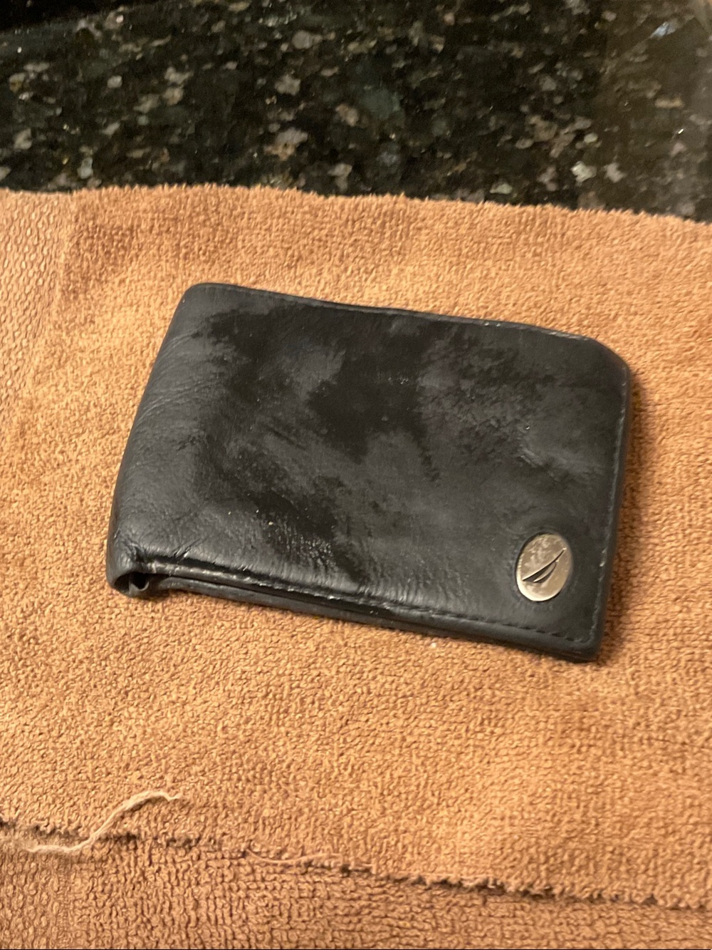 Nautica Black Leather wallet with Silver Emblem